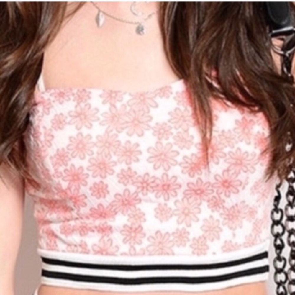 velour floral crop top